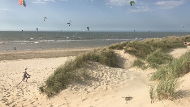 A beach with sand dunes and a clear sky. - Lovely vacation home, De Haan, 6 pers., completely renovated, child-friendly (De Haan)