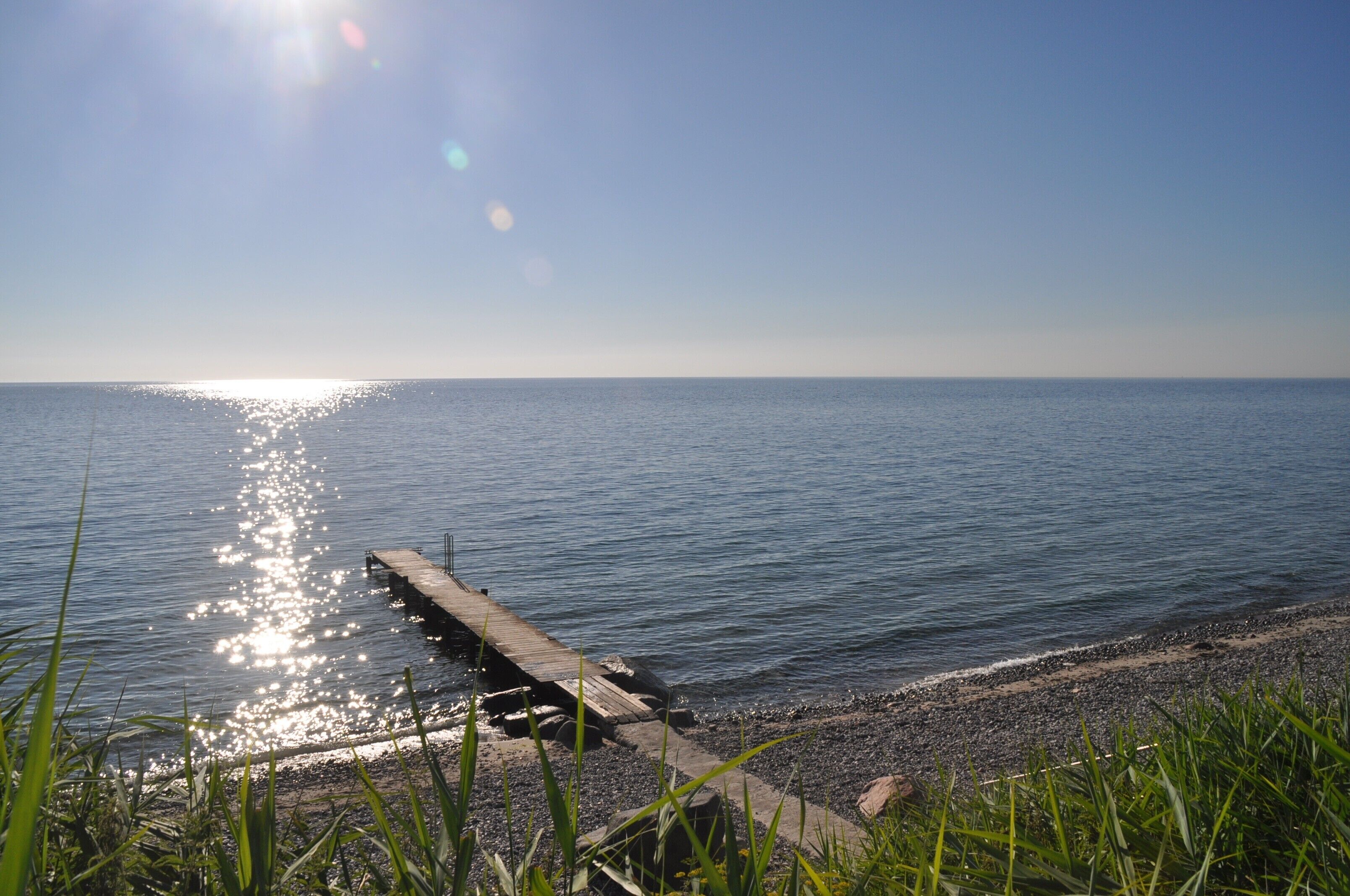 On the beach, sun loungers