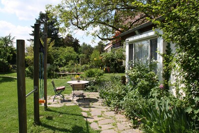 Idyllic holiday home under old walnut trees, quiet and in the countryside