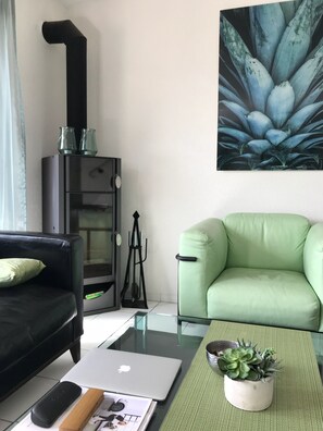 Fernseher, DVD-Player, Bücher, Musikbibliothek