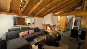 TV, fireplace, DVD player, foosball