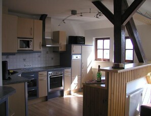 Fridge, microwave, stovetop, dishwasher