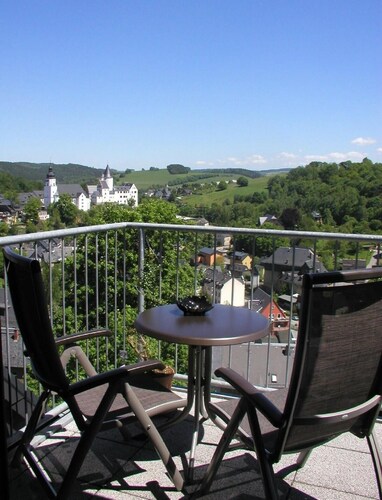 modern holiday apartment with dreamlike view of the historical old town