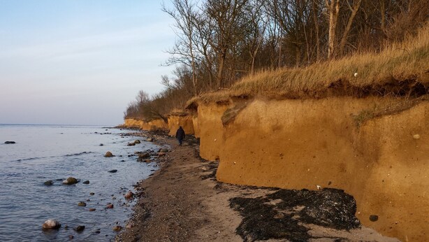 A coastal path with a sandy beach and rocky outcrops. - cozy 3-room apartment in Timmendorf-Strand with sea view (Timmendorf-Strand)