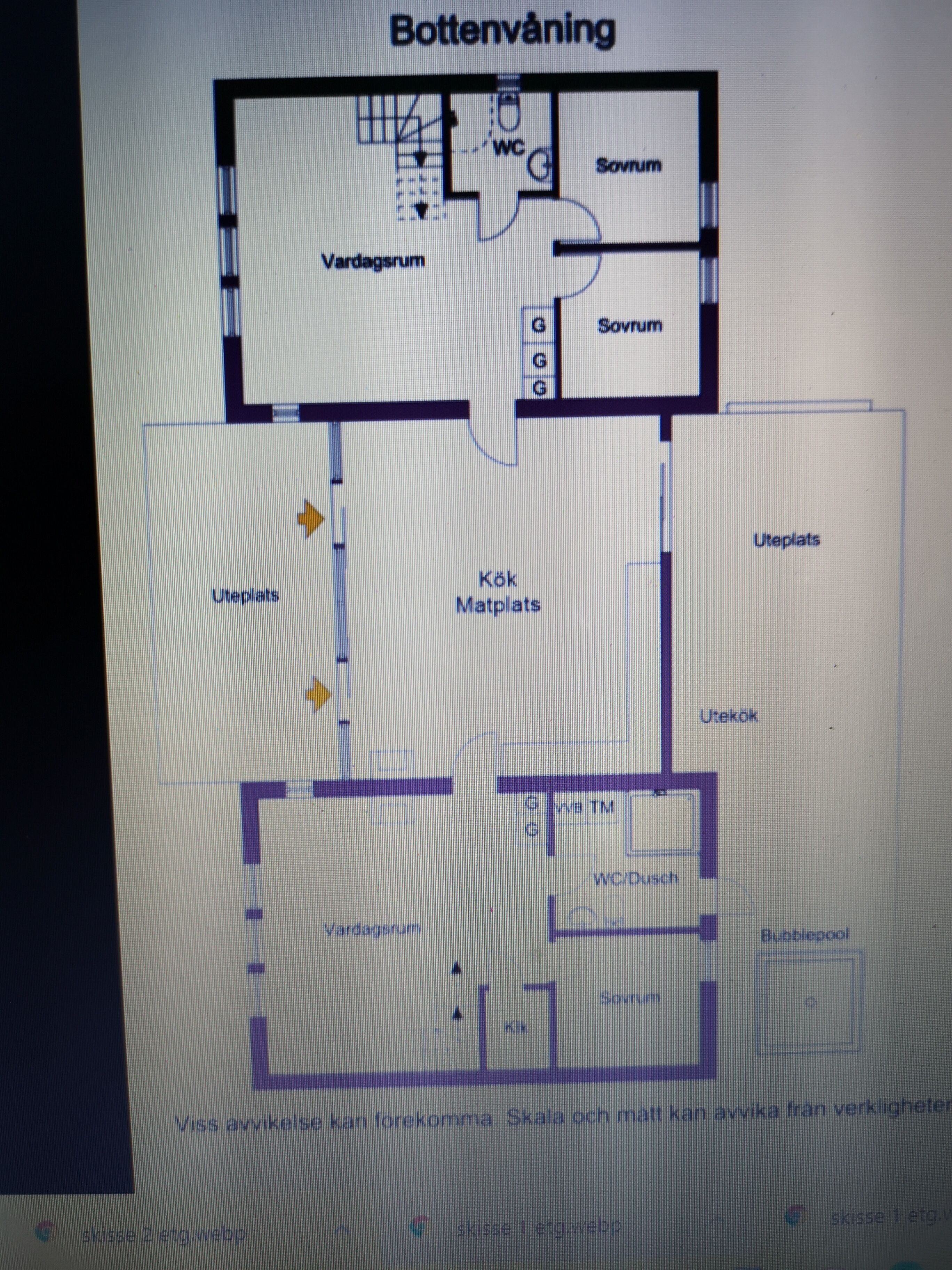 Plan d’étage d’un hôtel avec indication des différentes pièces, notamment un « salon », une « chambre », une « cuisine-salle à manger » et une « piscine à remous ».