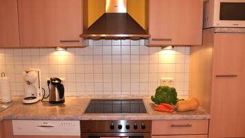 Kühlschrank, Mikrowelle, Herdplatte, Geschirrspüler