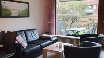 TV, DVD player, books