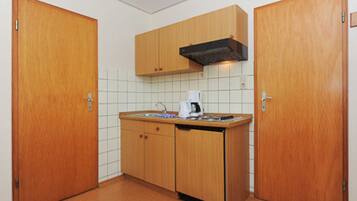 Fridge, microwave, high chair