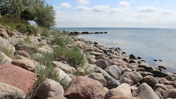 Sulla spiaggia, lettini da mare