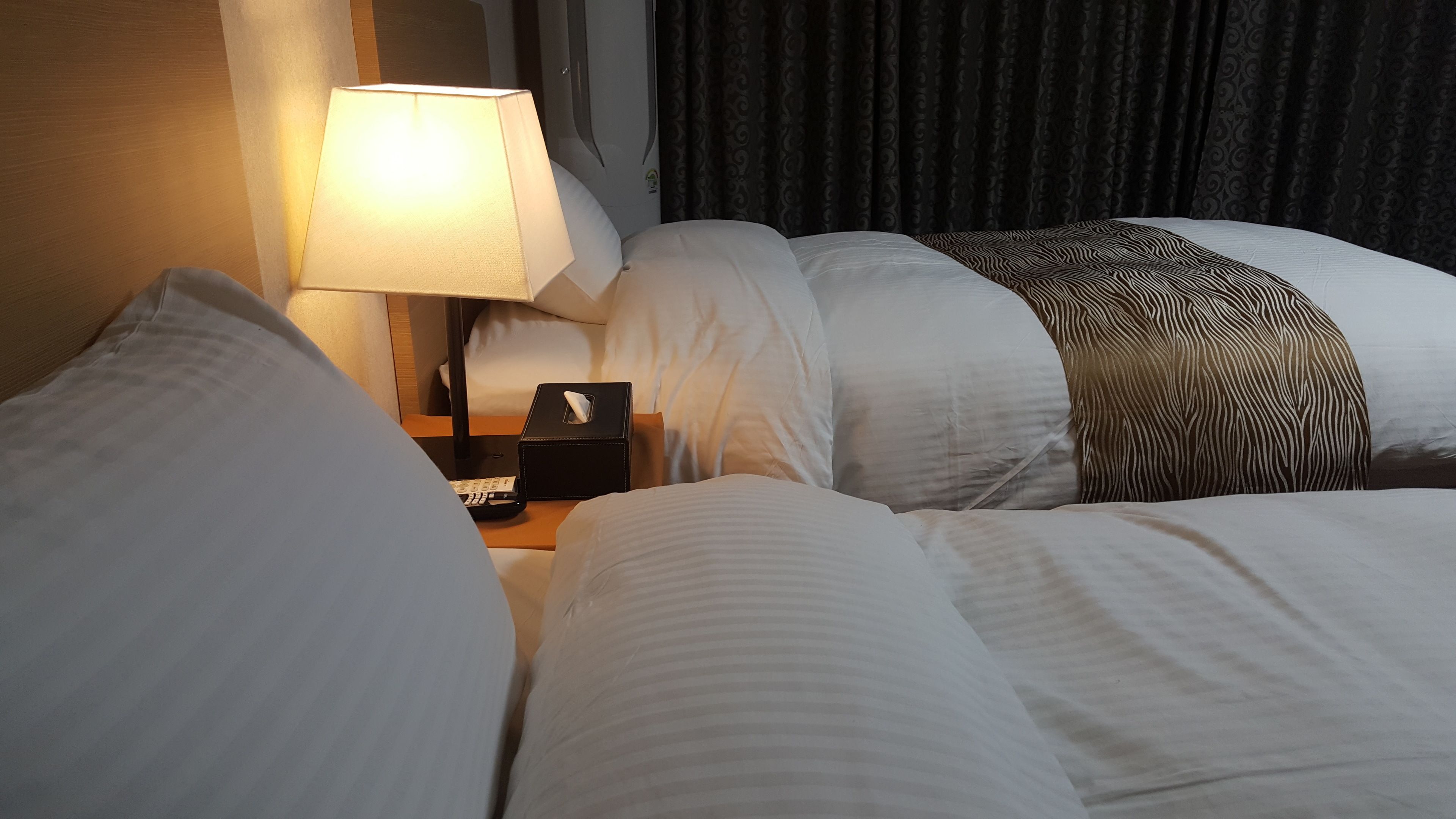 twin room (12 py, parking lot view) | desk, blackout curtains, iron/ironing board, free wifi