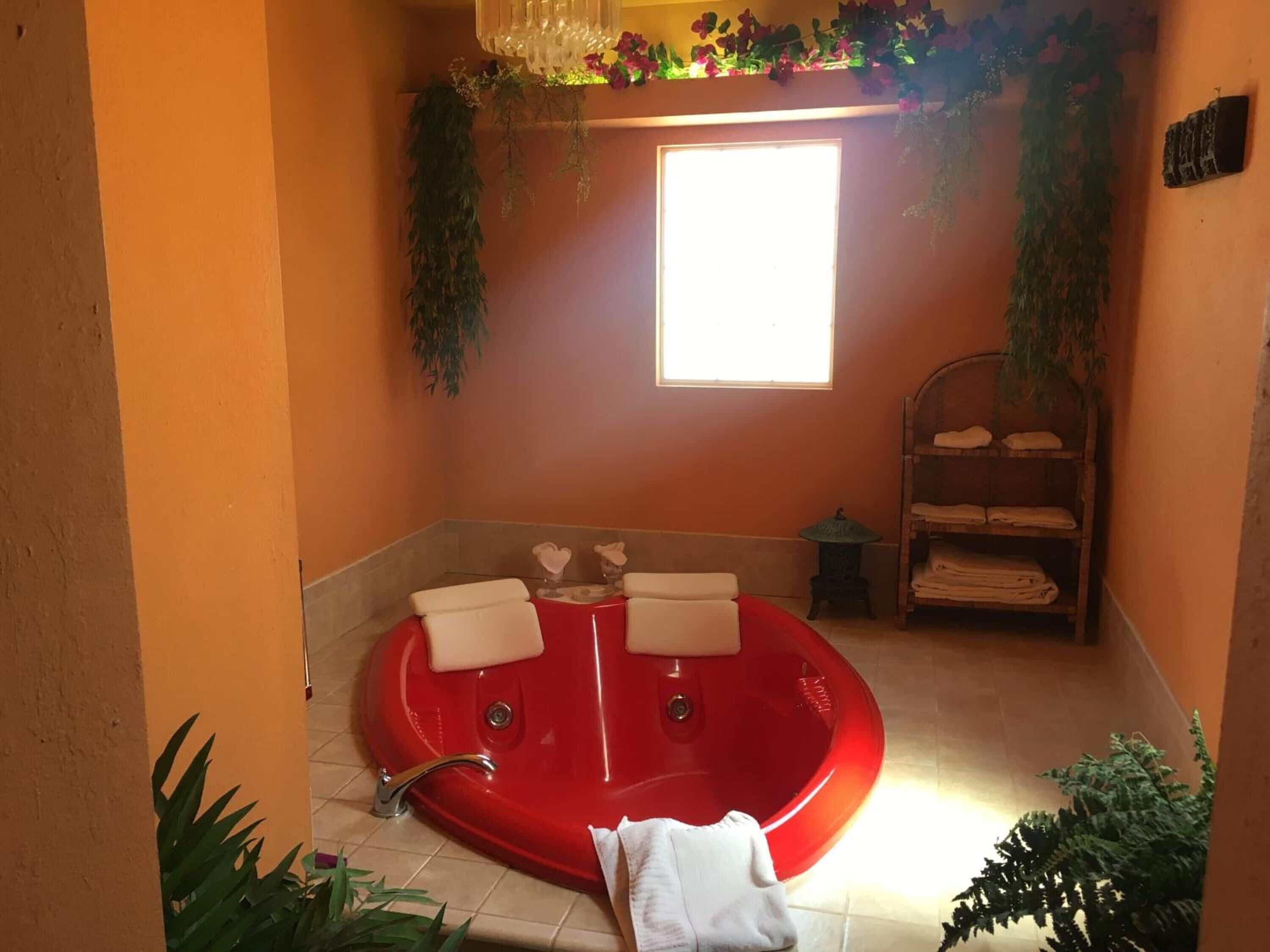 Tina con regadera y toallas 