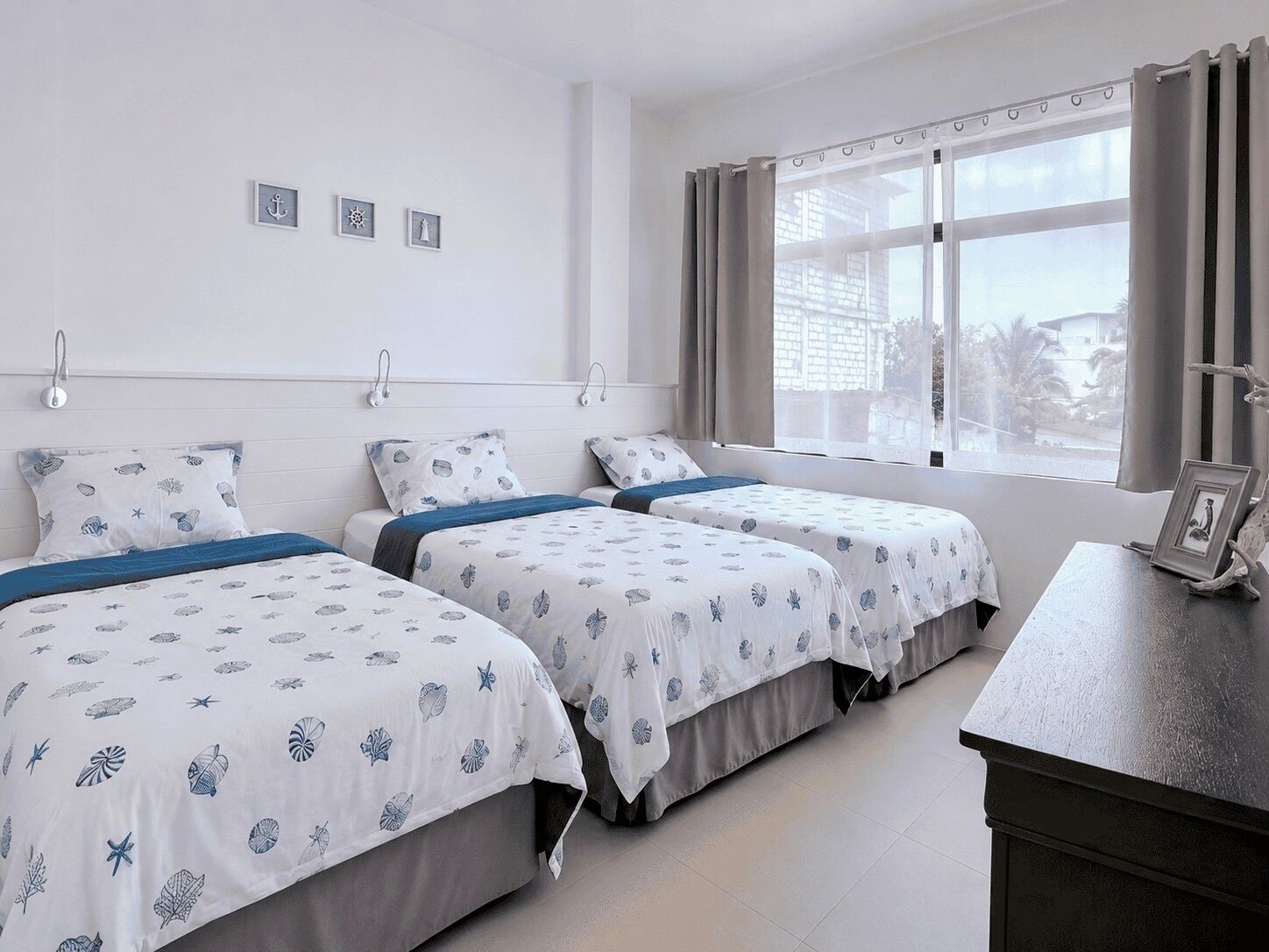2 bedrooms, premium bedding, memory-foam beds, laptop workspace