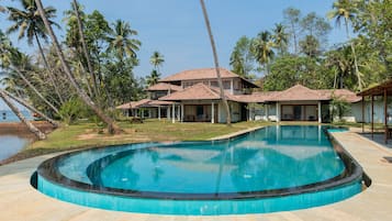 Outdoor pool, pool loungers