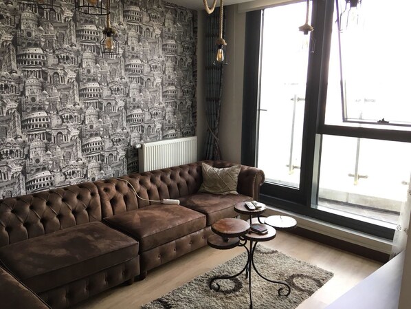 Apartment | Living area | LED TV - Dumankaya Ikon 32 Floor Duplex B (Istanbul)