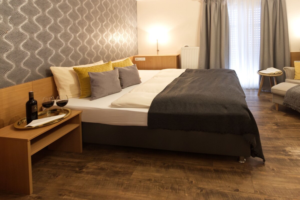 Hypo-allergenic bedding, desk, laptop workspace, soundproofing