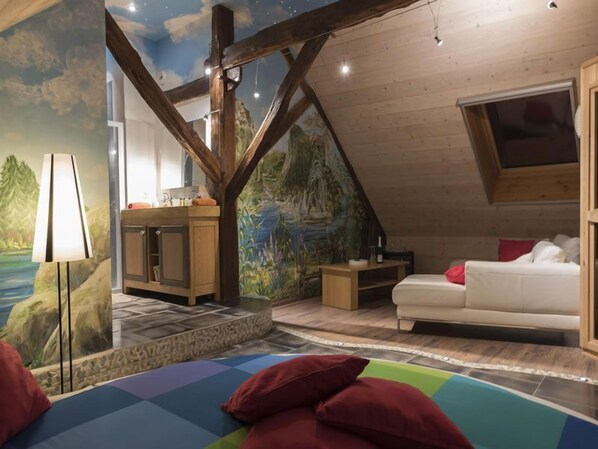 Suite, Sauna (Fée Mélusine, lit rond) | Wohnbereich