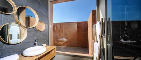 Dusche, Regendusche, kostenlose Toilettenartikel, Haartrockner