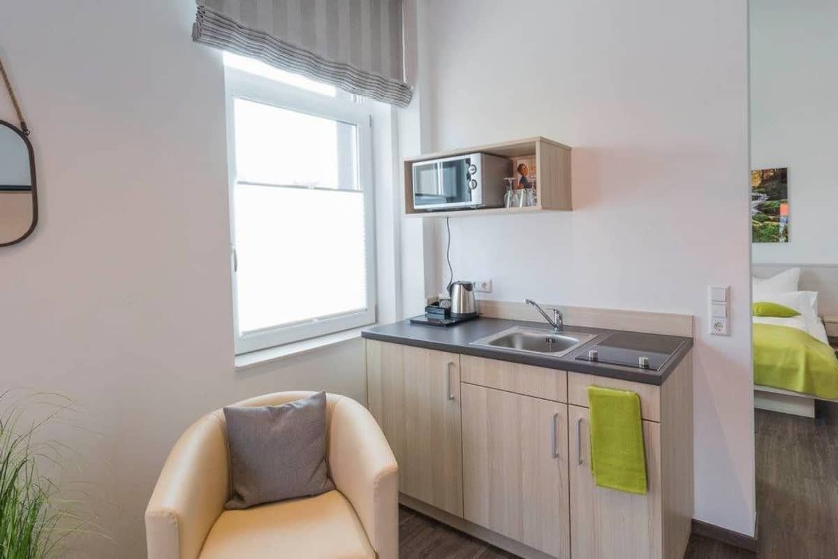 studio, balcony | private kitchen | fridge, microwave, electric kettle