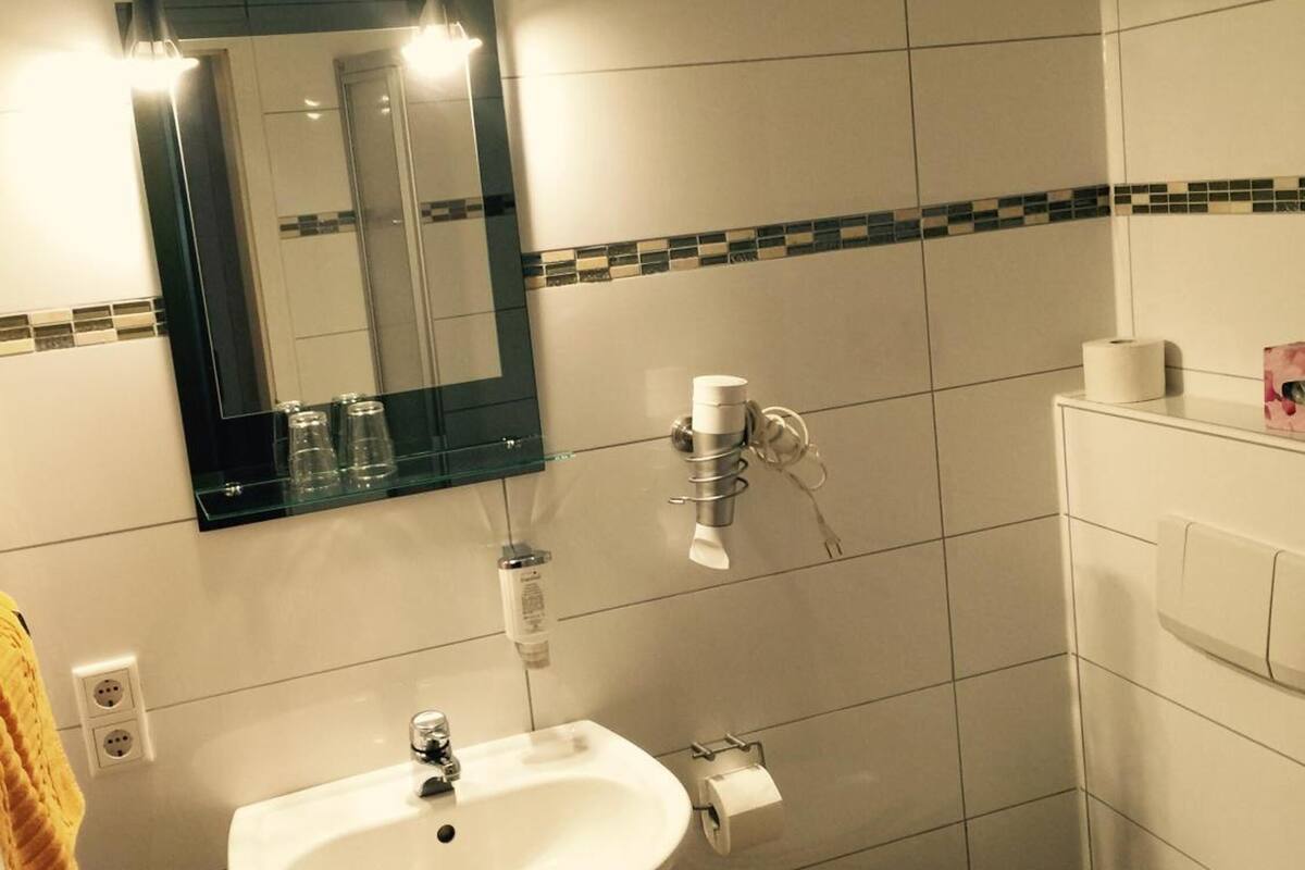 free toiletries, hair dryer, towels