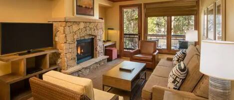 TV, fireplace, video games, DVD player