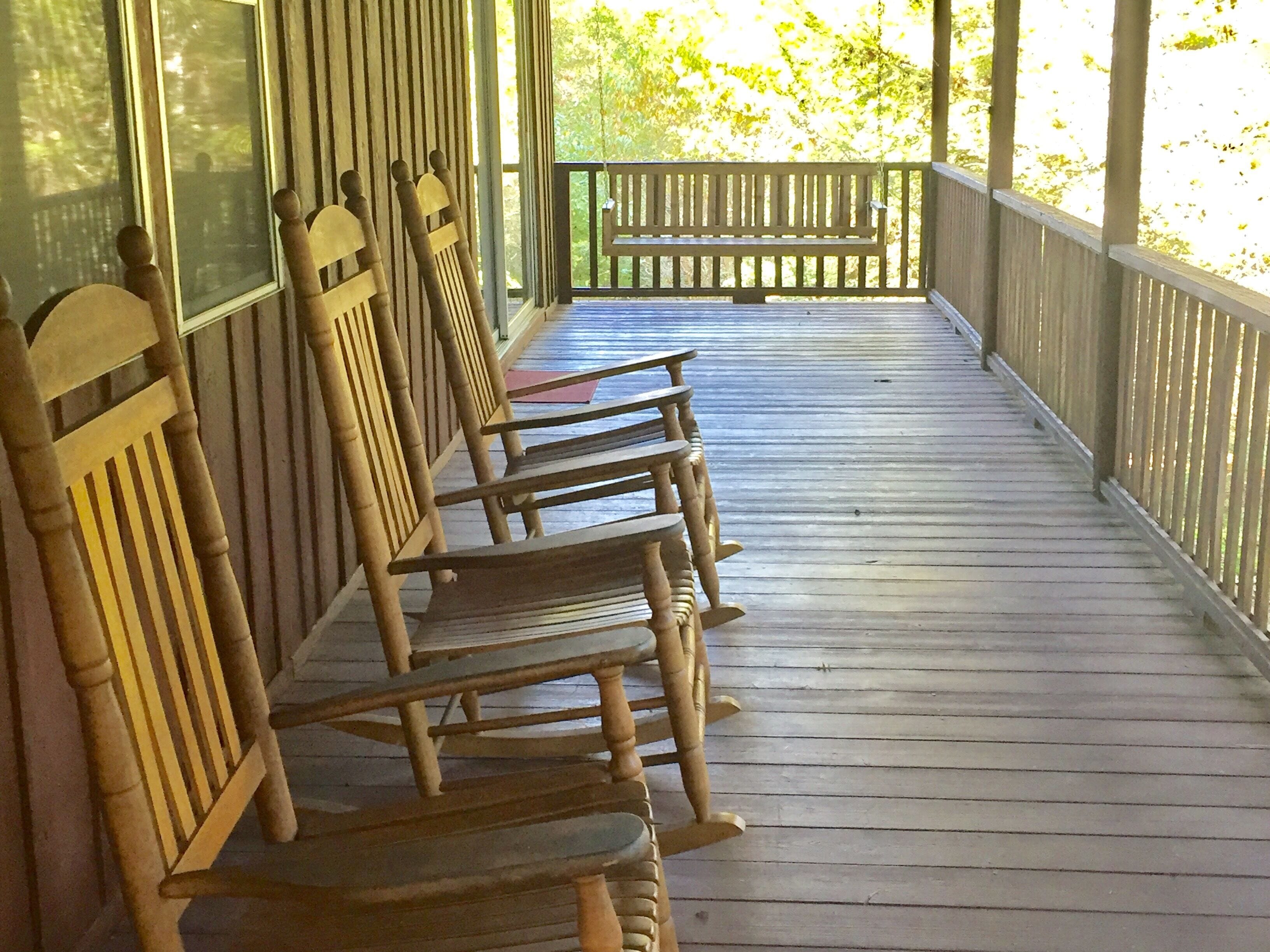 Rock your cares away on our porch.