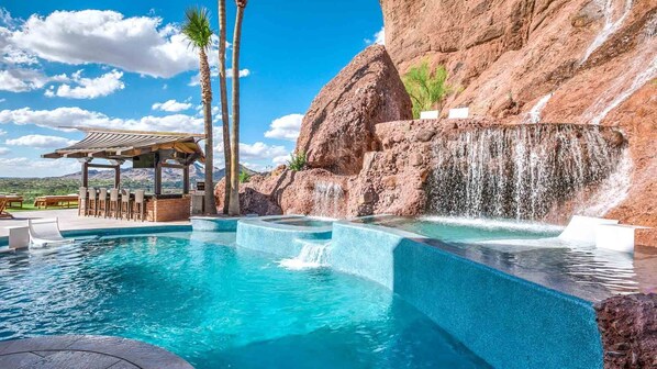 Outdoor pool, a heated pool - Cliffside Camelback Estate with Waterfall Pool, Bar and Epic Views (Phoenix)