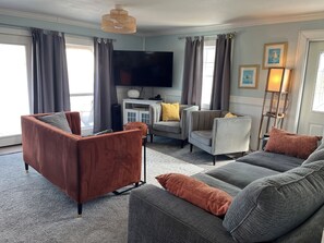 Smart TV, DVD player, books, video library