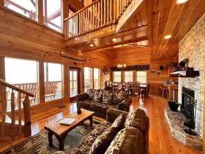 Smart TV, fireplace, video games, Hulu