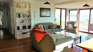 Smart TV, DVD player, books, video library