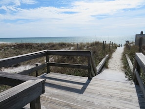 On the beach, sun loungers, beach towels