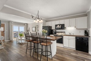 Fridge, microwave, oven, stovetop - Top Floor with Oceanfront & Sound Views! Walk-in Shower, Avail: 9-6-25 - 9-13-25 (Nags Head)