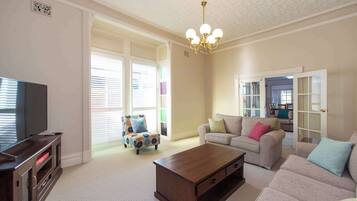 TV, DVD player, books, offices
