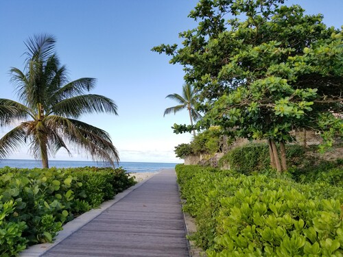 Beautiful Condo with breezy Balcony Overlooking Pool & Garden – Steps to Beach