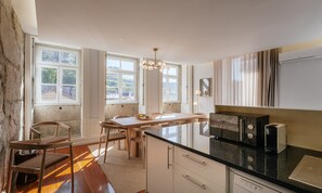 Fridge, microwave, oven, dishwasher