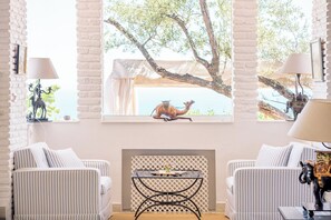 Smart TV, fireplace, DVD player, ping pong