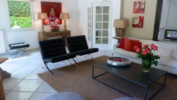 TV, DVD player, table tennis, books