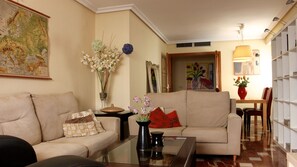 Smart-tv, boeken, een muziekbibliotheek en een stereo