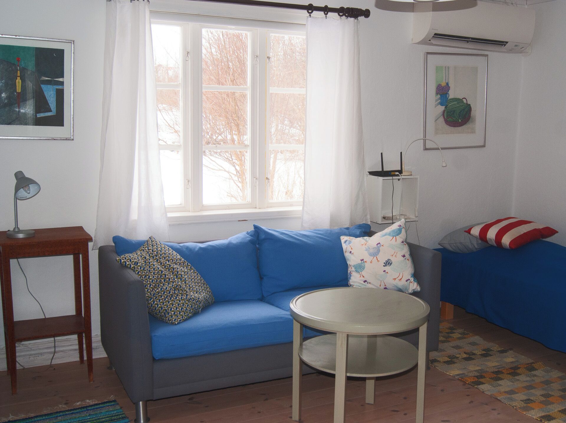 TV, fireplace, DVD player, books