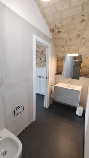 Douche, baignoire à jets, sèche-cheveux, bidet