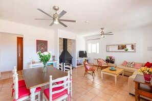 Televisión, chimenea y tenis de mesa 