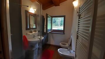 Dusche, Haartrockner, Bidet, Handtücher