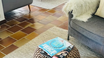 Fernseher, Kamin, DVD-Player, Bücher