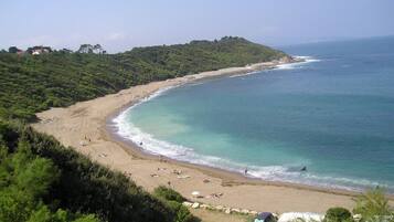 Beach nearby, sun loungers
