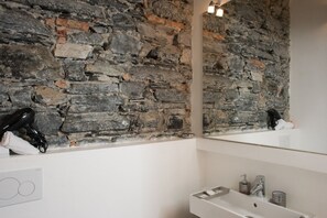 Douche, séchoir à cheveux, bidet, serviettes fournies