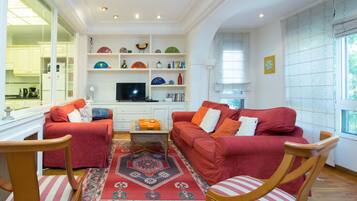 Télévision, lecteur de DVD, livres