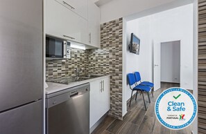 Fridge, microwave, oven, dishwasher