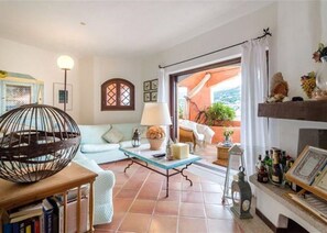 Una televisión, una chimenea, libros