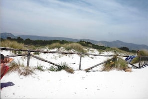 Beach nearby, sun loungers