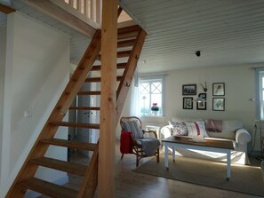 Smart-TV, DVD-spiller, bøker og filmbibliotek