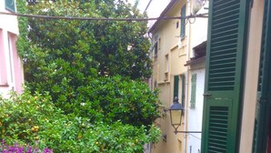 A narrow alleyway with a balcony overlooking a lush garden with various plants and flowers. - Monterosso al Mare Studio - Old Town - Cod. CITRA 011019-LT-0270 (Monterosso Al Mare)